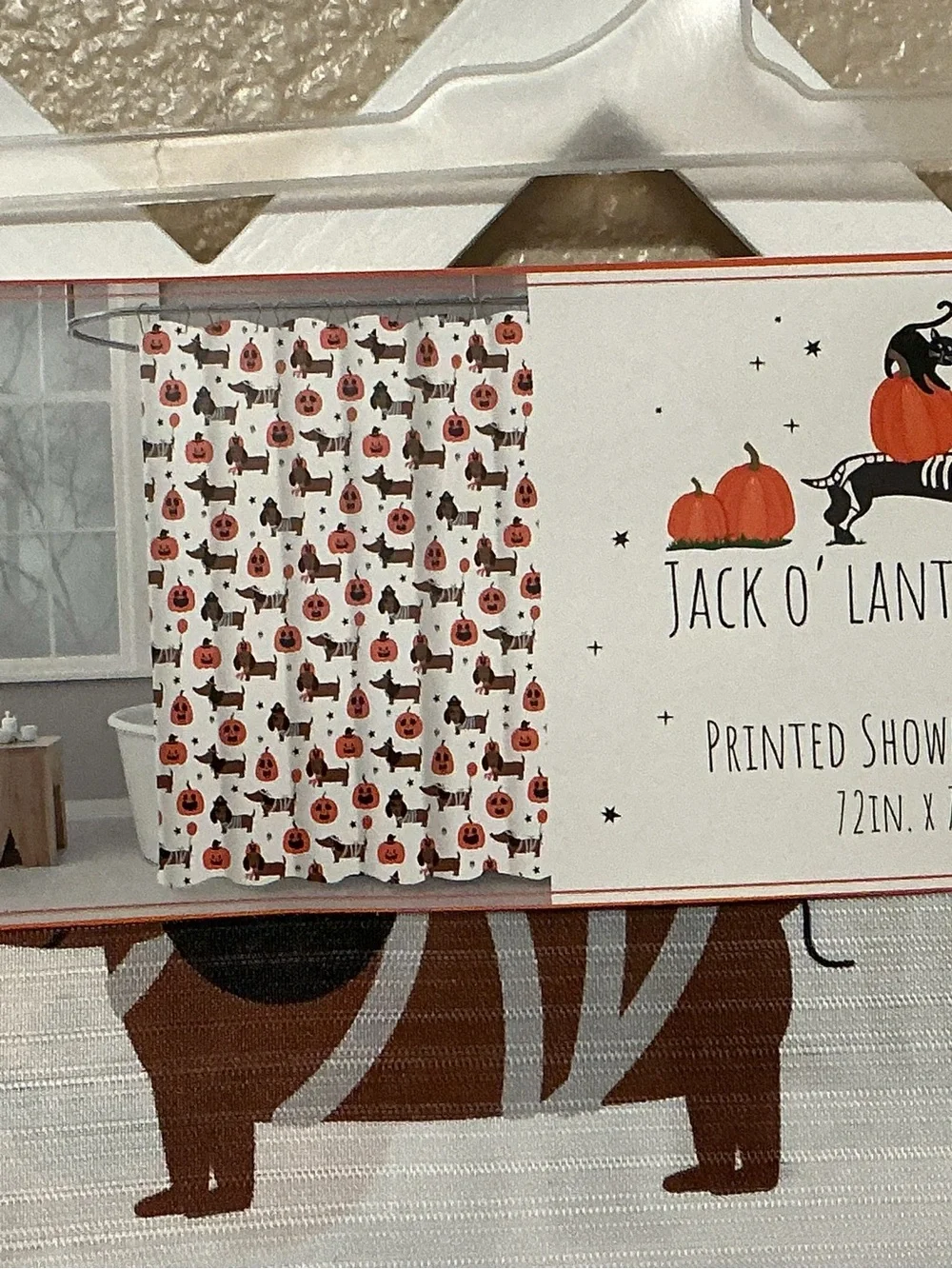 Halloween Dachshunds & Pumpkins Printed Shower Curtain